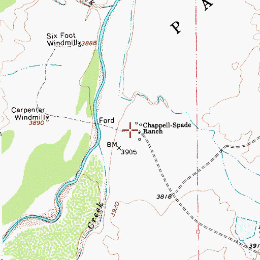 Topographic Map of Chappell-Spade Ranch, NM