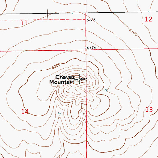 Topographic Map of Chavez Mountain, NM