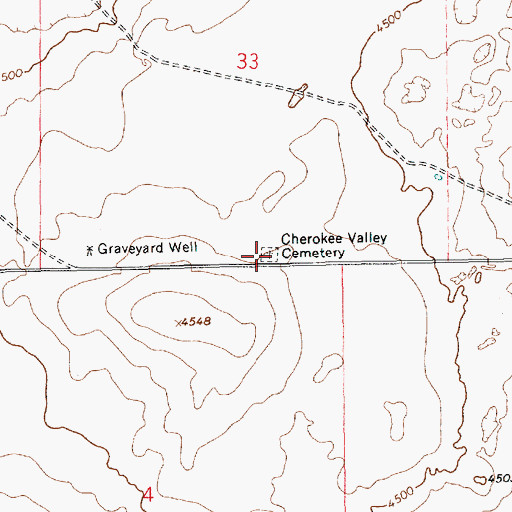 Topographic Map of Cherokee Valley Cemetery, NM