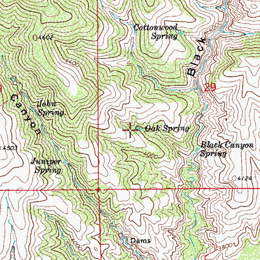 Topographic Map of Oak Spring, AZ