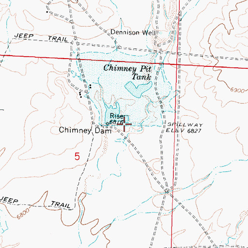 Topographic Map of Chimney Dam, NM