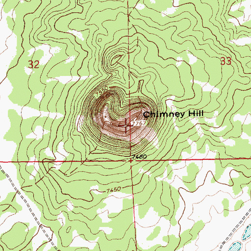 Topographic Map of Chimney Hill, NM