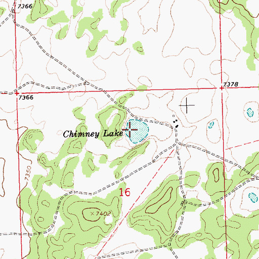 Topographic Map of Chimney Lake, NM