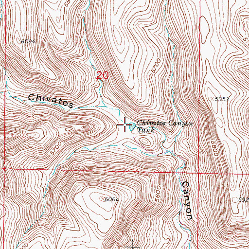 Topographic Map of Chivatos Canyon Tank, NM