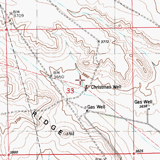 Topographic Map of Christmas Well, NM