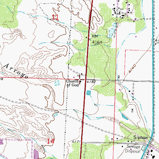 Topographic Map of Church of God, NM