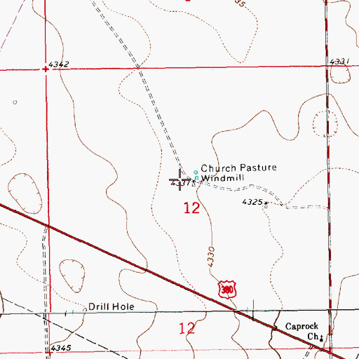 Topographic Map of Church Pasture Windmill, NM