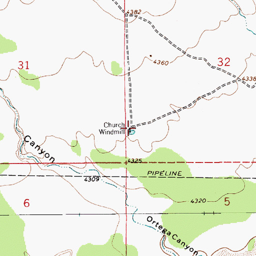 Topographic Map of Church Windmill, NM