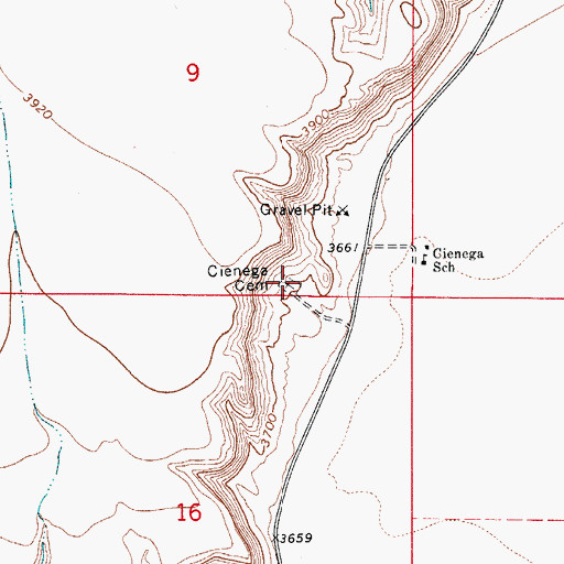 Topographic Map of Cienega Cemetery, NM