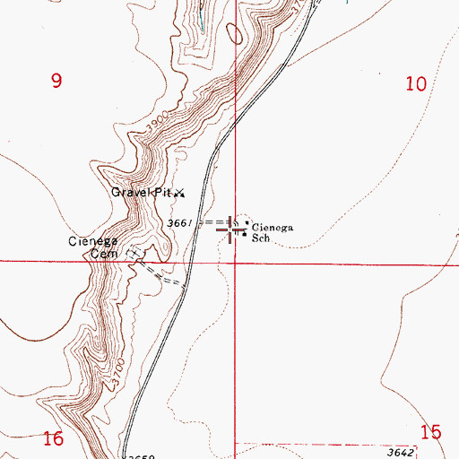 Topographic Map of Cienega School, NM