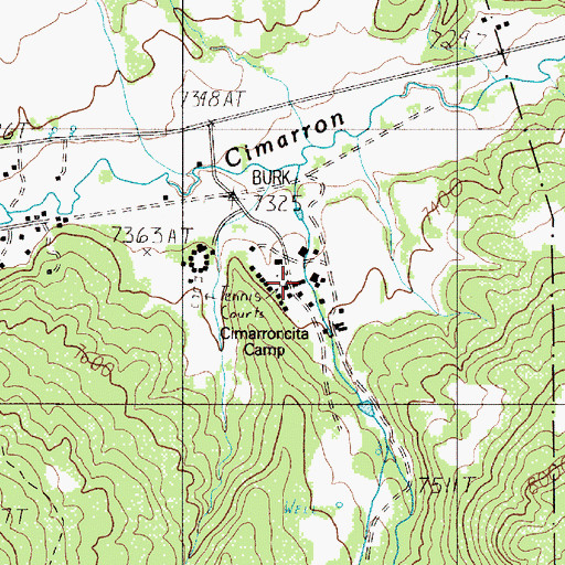 Topographic Map of Cimarroncita, NM