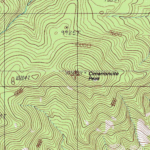 Topographic Map of Cimarroncito Peak, NM