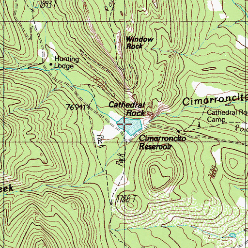 Topographic Map of Cimarroncito Reservoir, NM