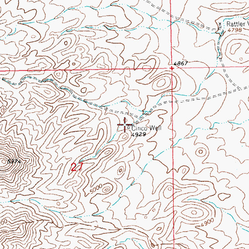 Topographic Map of Cinco Well, NM