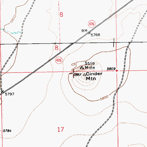 Topographic Map of Cinder Mountain, NM