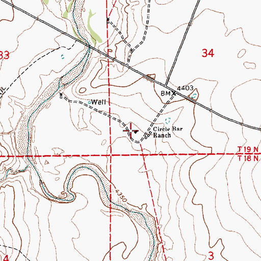 Topographic Map of Circle Bar Ranch, NM