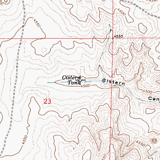 Topographic Map of Cistern Tank, NM