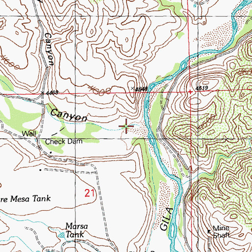 Topographic Map of Clark Canyon, NM