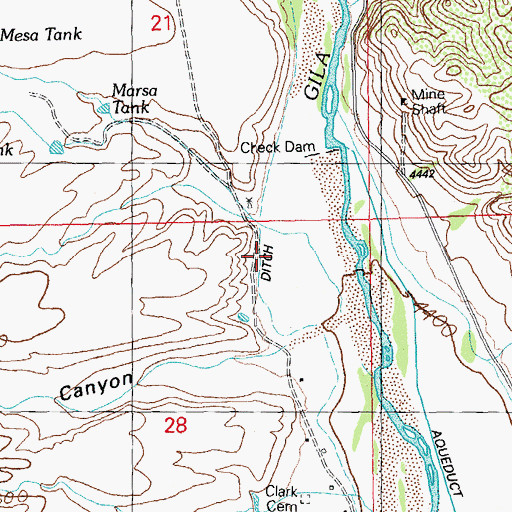 Topographic Map of Clark Ditch, NM