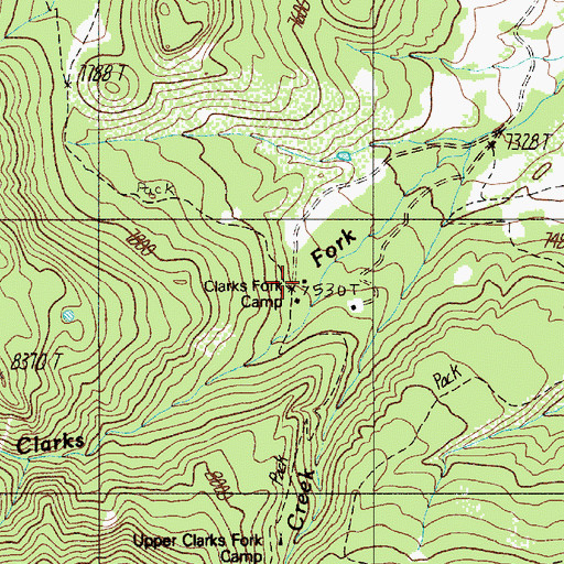 Topographic Map of Clarks Fork Trail Camp, NM