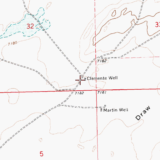 Topographic Map of Clemente Well, NM