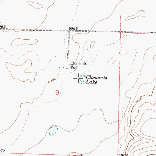 Topographic Map of Clements Lake, NM