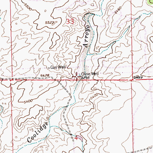 Topographic Map of Cline Well, NM