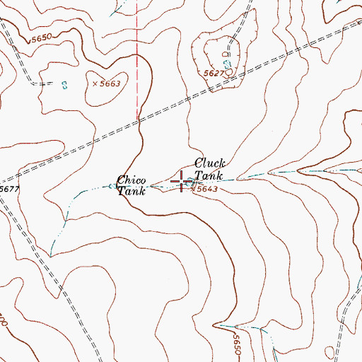 Topographic Map of Cluck Tank, NM