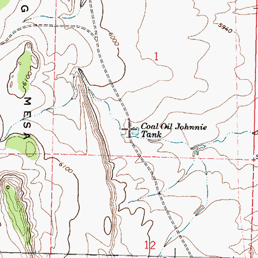 Topographic Map of Coal Oil Johnnie Tank, NM