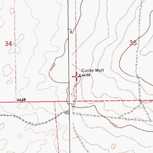 Topographic Map of Cocke Well, NM