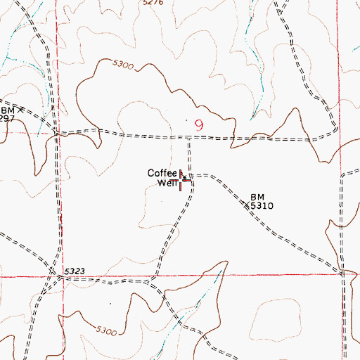 Topographic Map of Coffee Well, NM