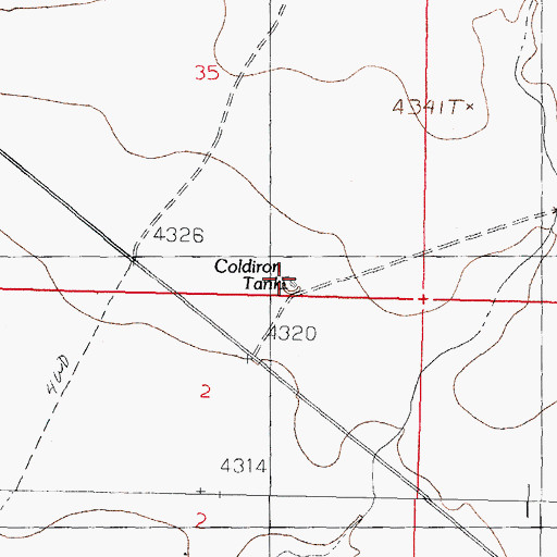 Topographic Map of Coldiron Tank, NM