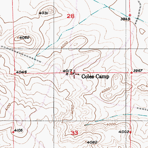 Topographic Map of Coles Camp, NM