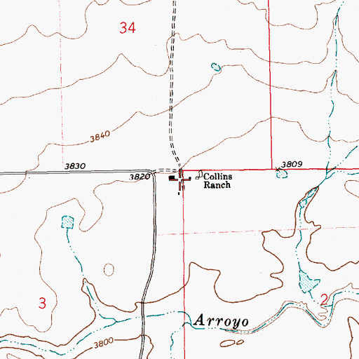Topographic Map of Collins Ranch, NM