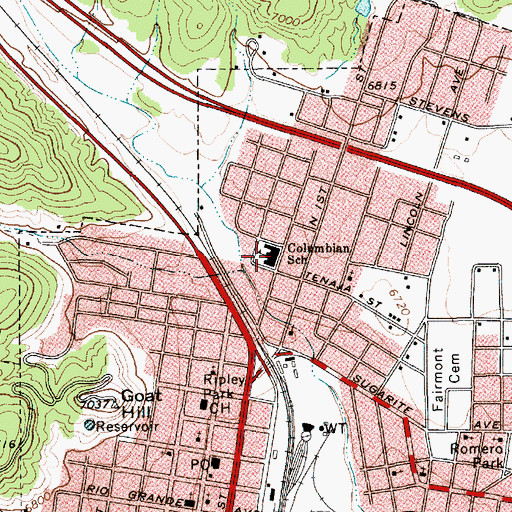 Topographic Map of Columbian School, NM