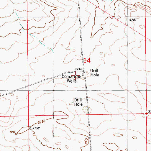 Topographic Map of Comanche Wells, NM