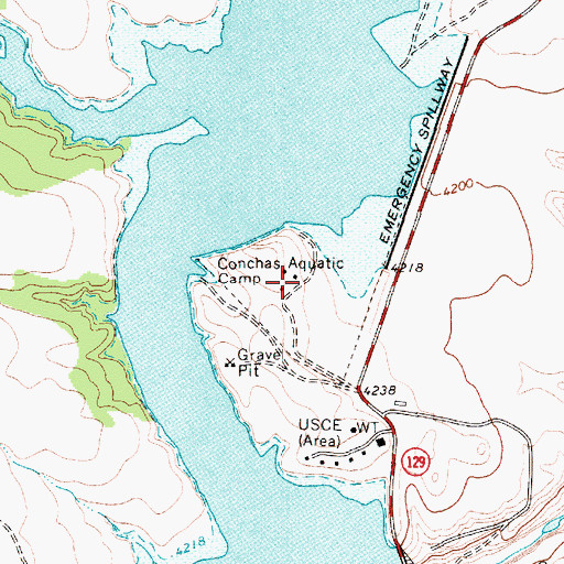 Topographic Map of Conchas Aquatic Camp, NM