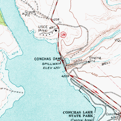 Topographic Map of Conchas Dam, NM