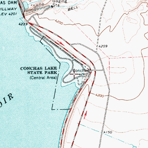 Topographic Map of Conchas Lake State Park, NM