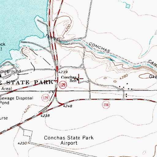 Topographic Map of Conchas School, NM