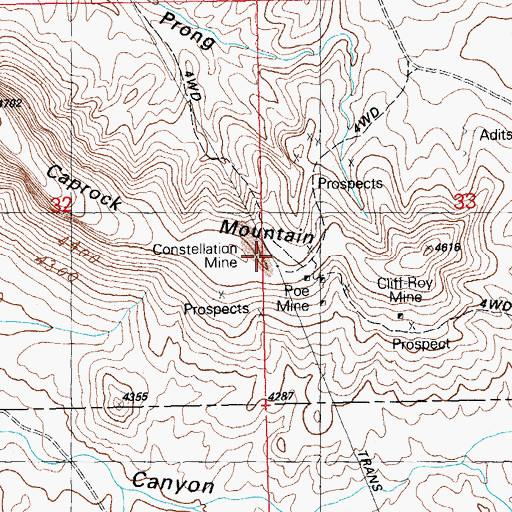 Topographic Map of Constellation Mine, NM