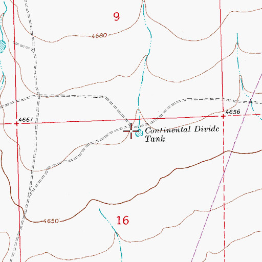 Topographic Map of Continental Divide Tank, NM