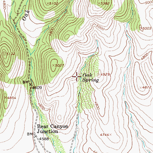 Topographic Map of Oak Spring, AZ