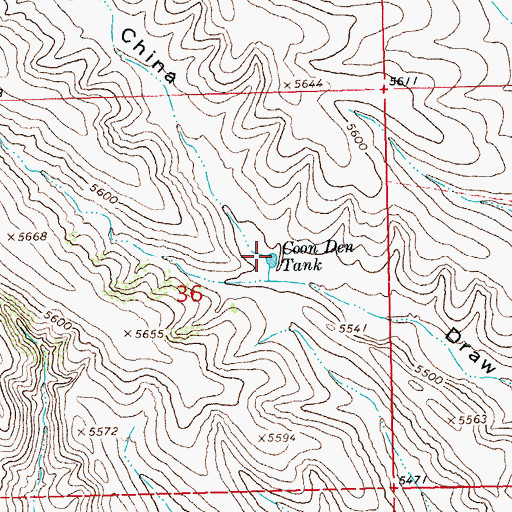 Topographic Map of Coon Den Tank, NM