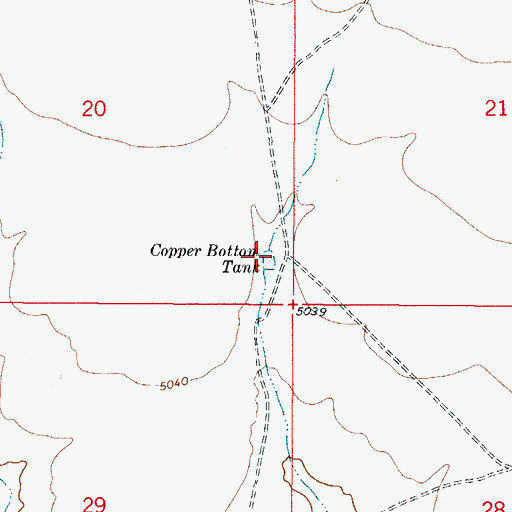 Topographic Map of Copper Bottom Tank, NM