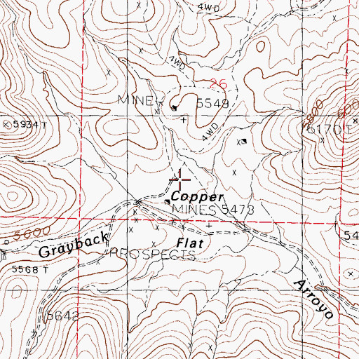 Topographic Map of Copper Flat, NM