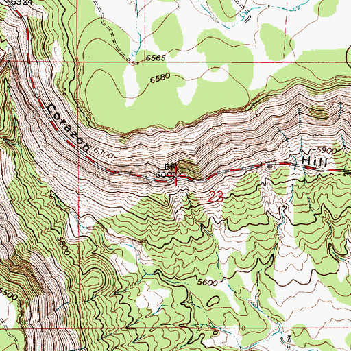 Topographic Map of Corazon Hill, NM