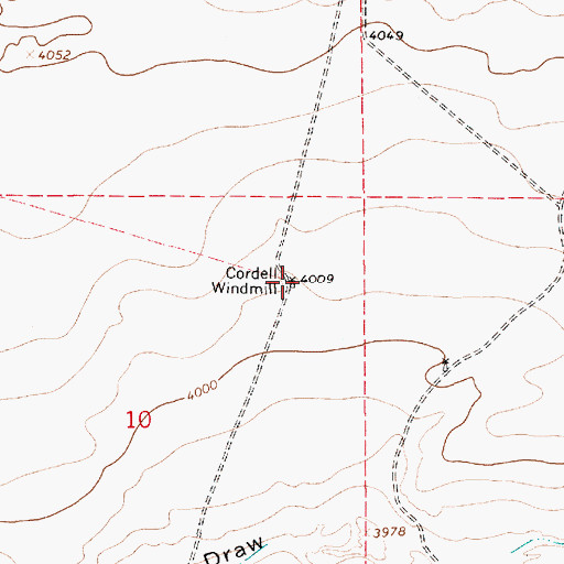 Topographic Map of Cordell Windmill, NM