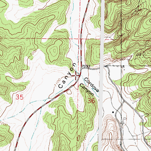 Topographic Map of Cordova Canyon, NM