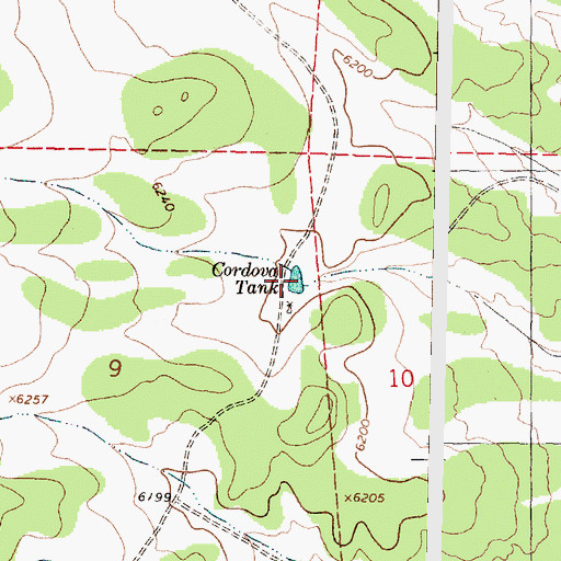 Topographic Map of Cordova Tank, NM